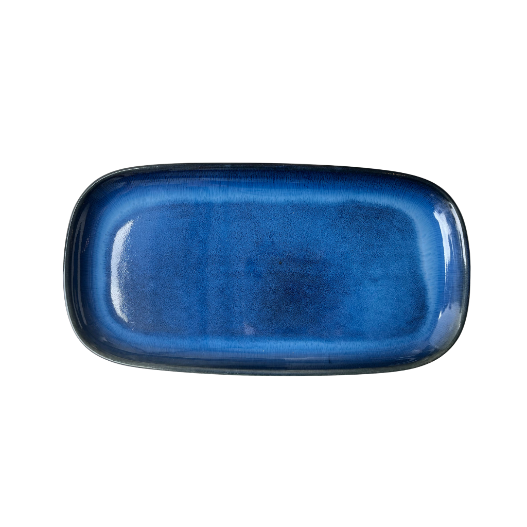 [D884] Deep Blue Oblong Plate 12in (30cm)