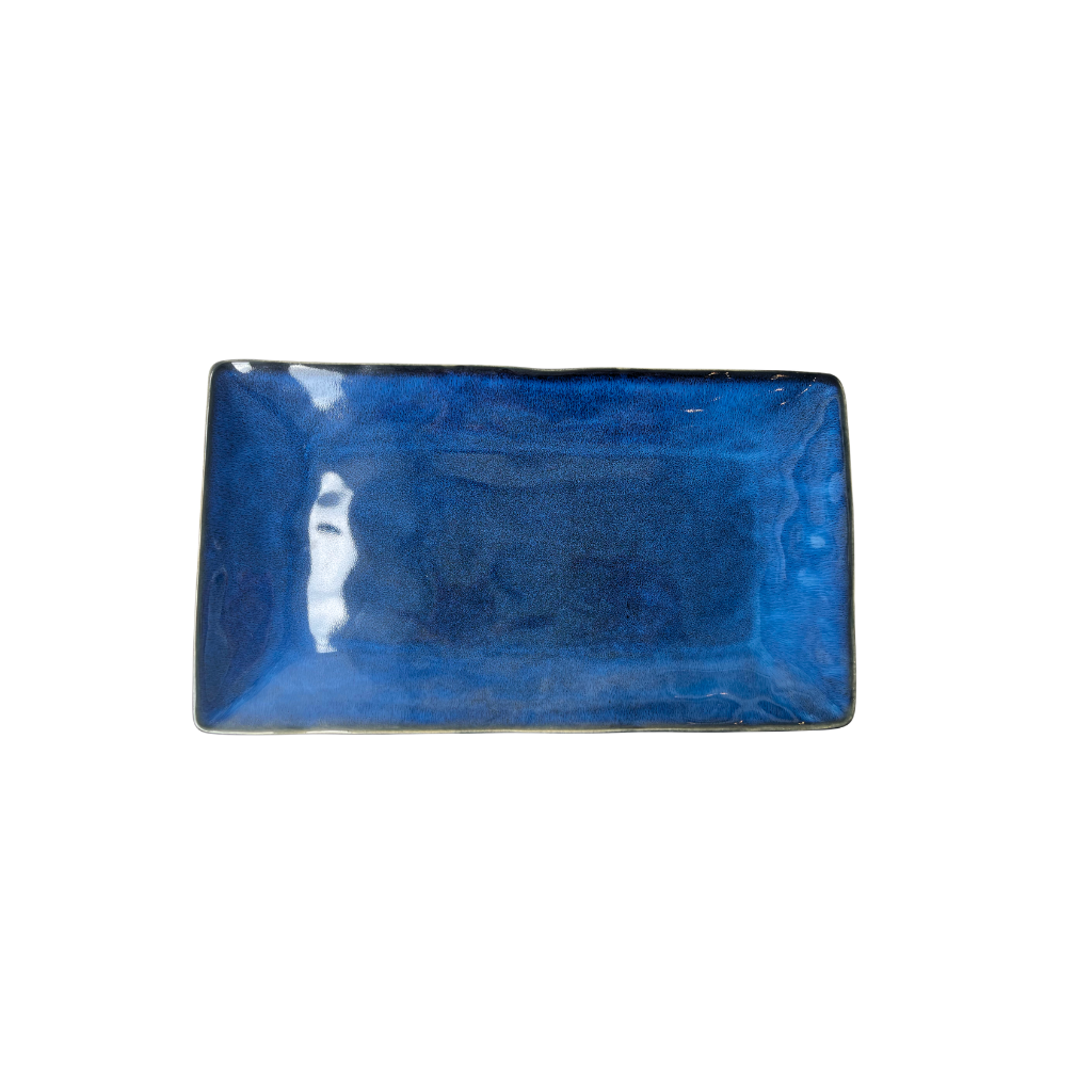 [D624] Deep Blue Rectangular Plate 10in (26x14cm)