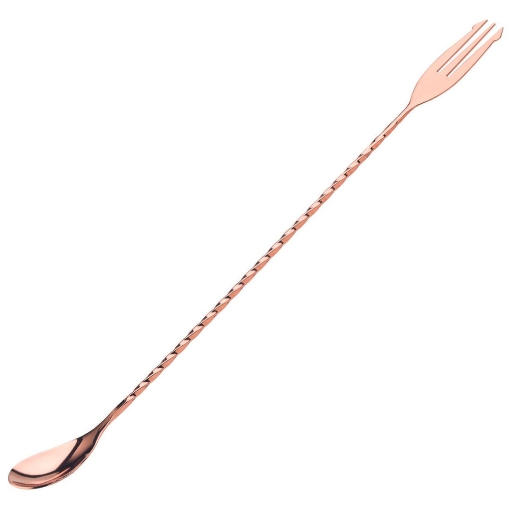 [F92073] Fork End Copper Cocktail Mixing Spoon 12in (30cm)