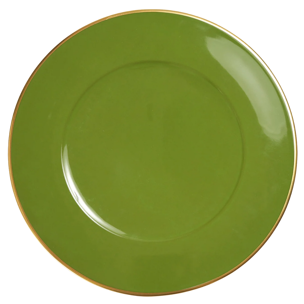 [VT3701V] Gala Plato Base Verde Filo Dorado 13in (33cm)