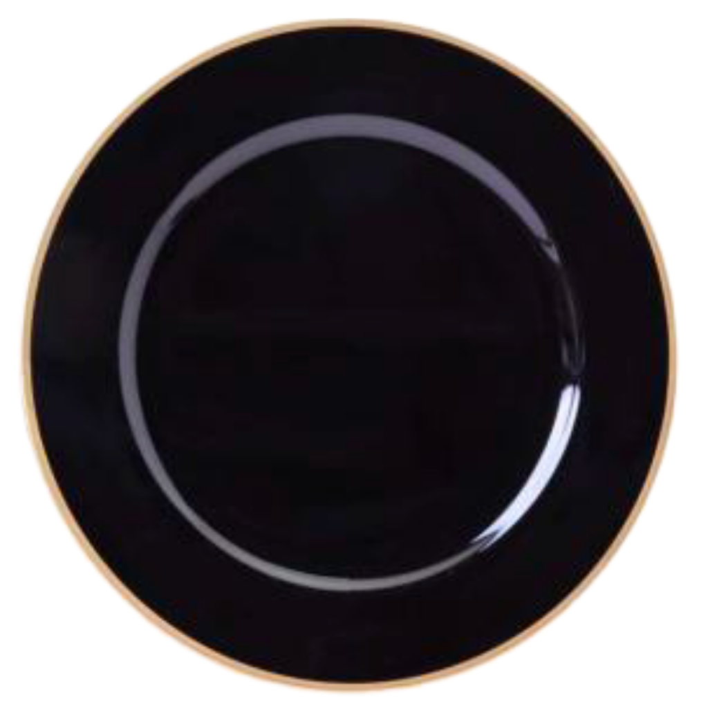 [VT3701N] Gala Plato Base Negro Filo Dorado 13in (33cm)