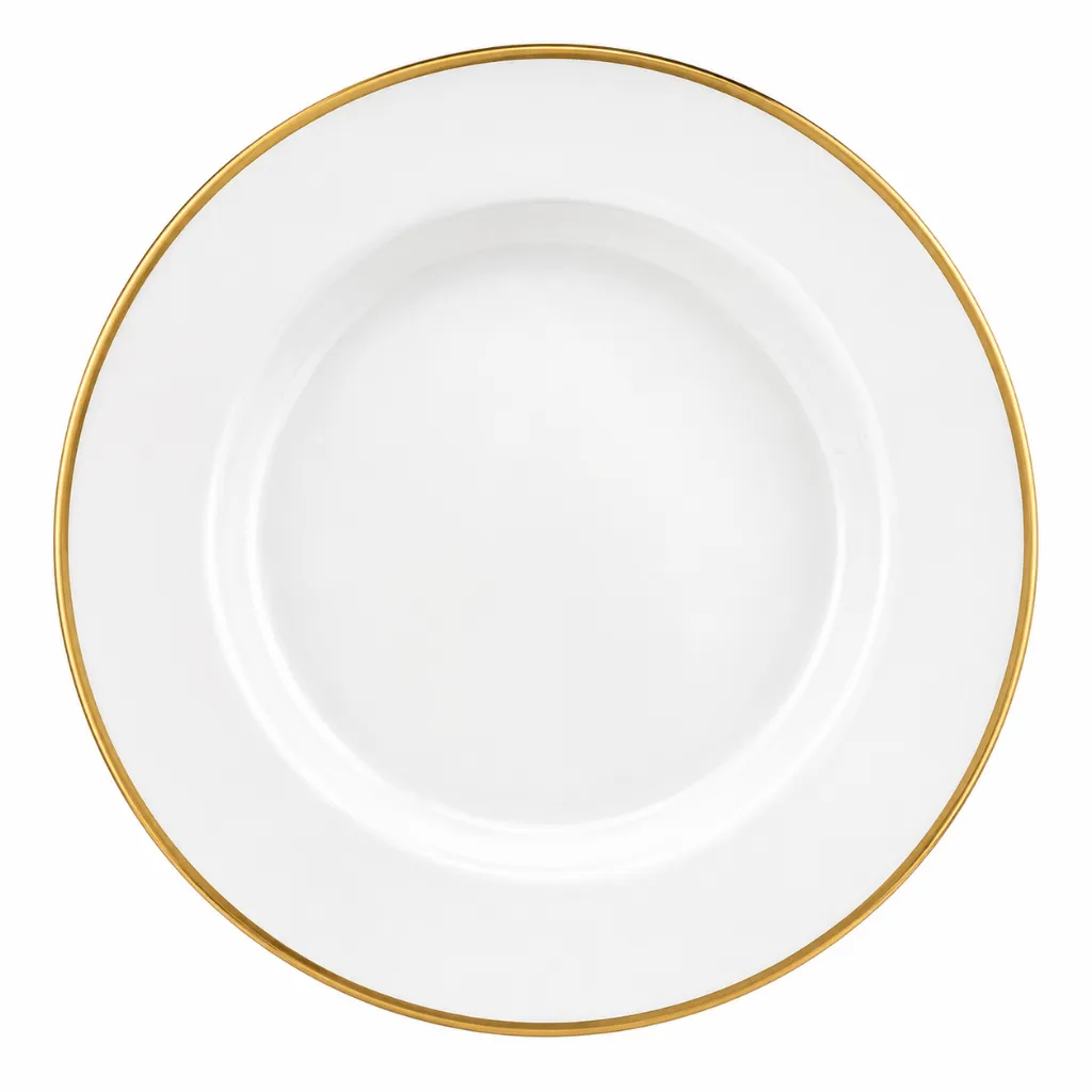 [VT2713B] Gala Plato Base Vidrio Blanco con Filo Dorado 13in (33cm)