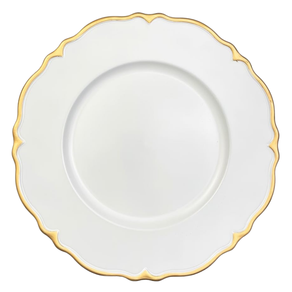 [VT3702B] Genova Plato Base Blanco Filo Dorado 13in (33cm)