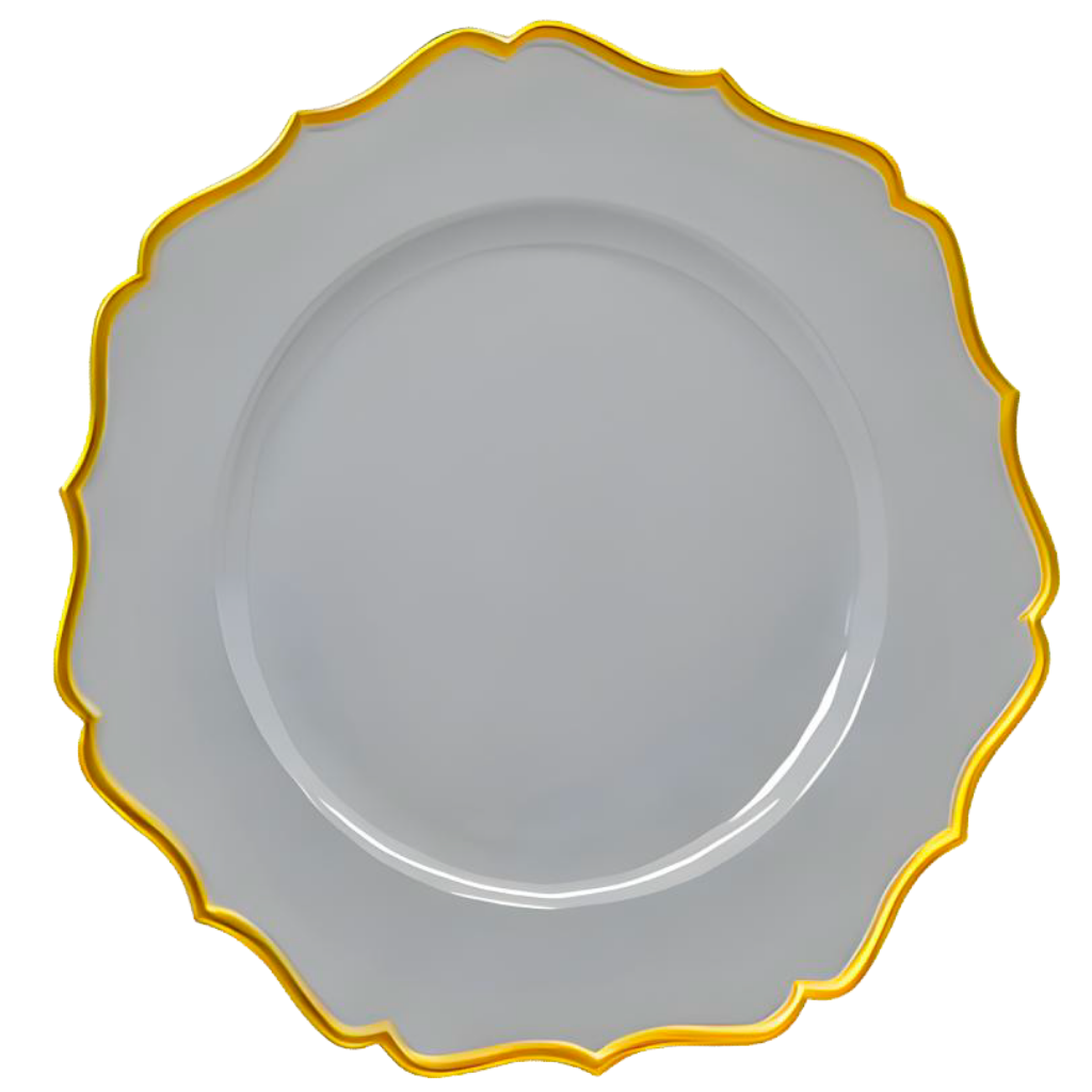 Genova Plato Base Gris Filo Dorado 13in (33cm)
