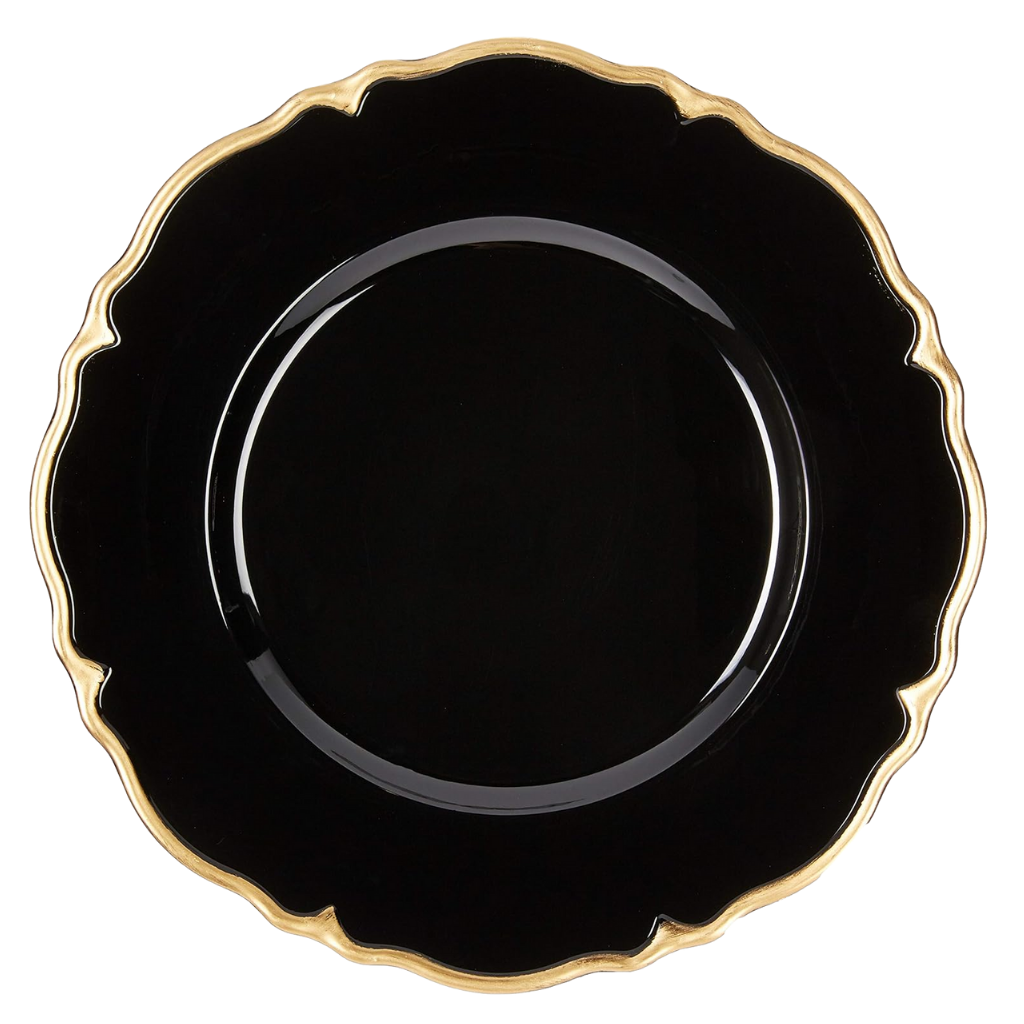 [VT3702N] Genova Plato Base Negro Filo Dorado 13in (33cm)