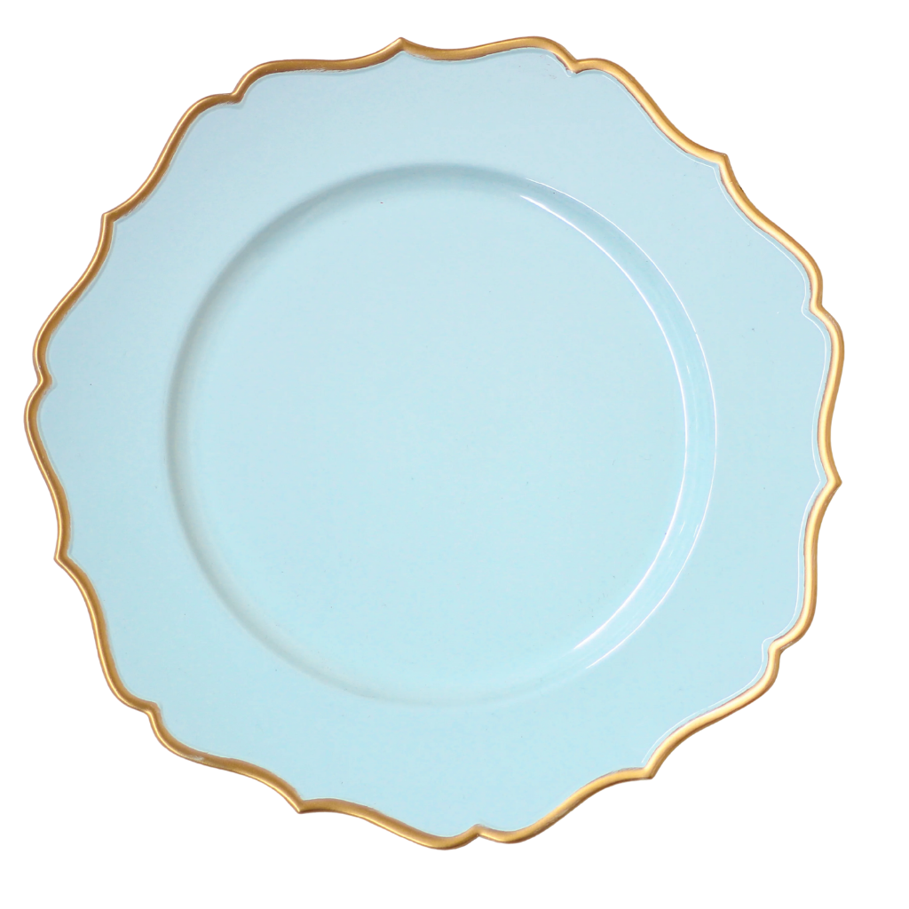 [VT3702T] Genova Plato Base Turquesa Filo Dorado 13in (33cm)