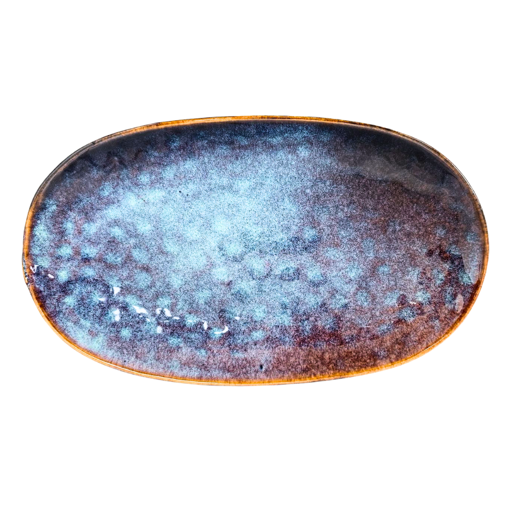[SZL160N] Koloa Oval Plate Navy 12.5x7in (31x18cm)