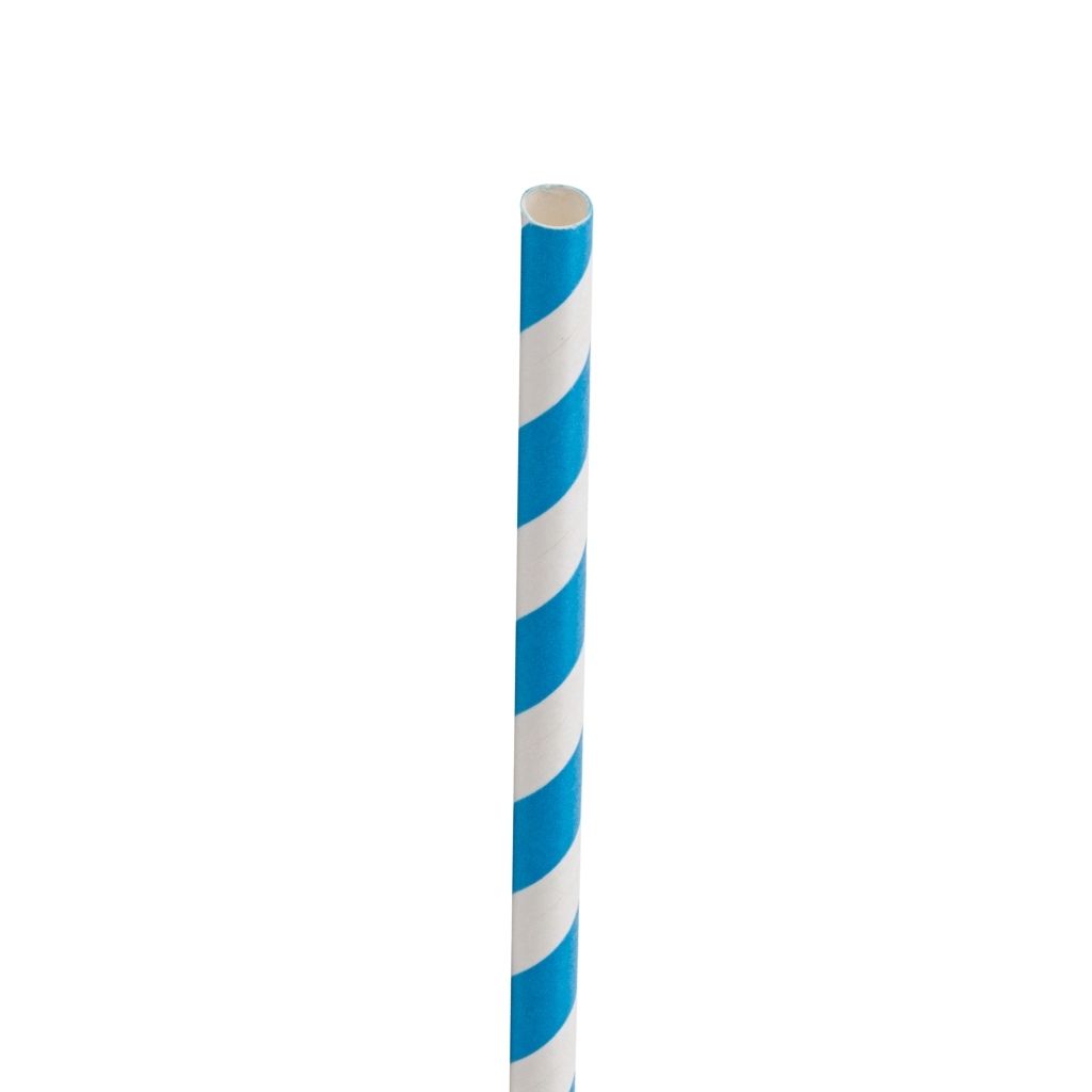 [F90111] Paper Blue Stripe Straw 8in