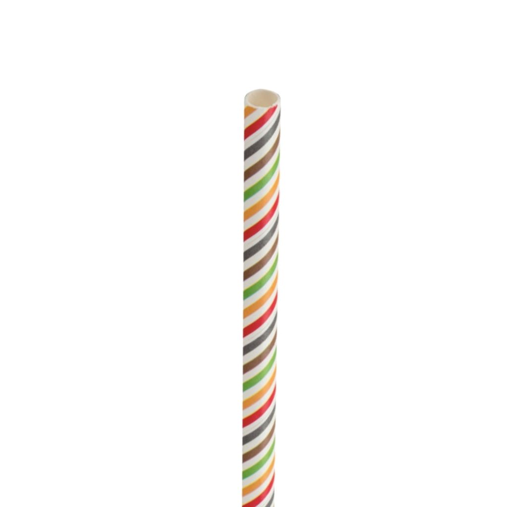 [F90170] Paper Multi Stripe Straw 8in (20cm)