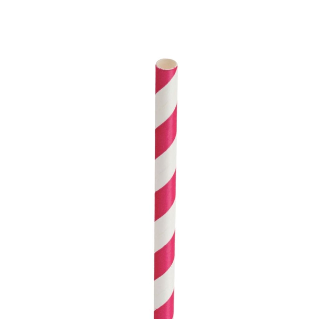 [F90167] Paper Pink / White Stripe Straw 8