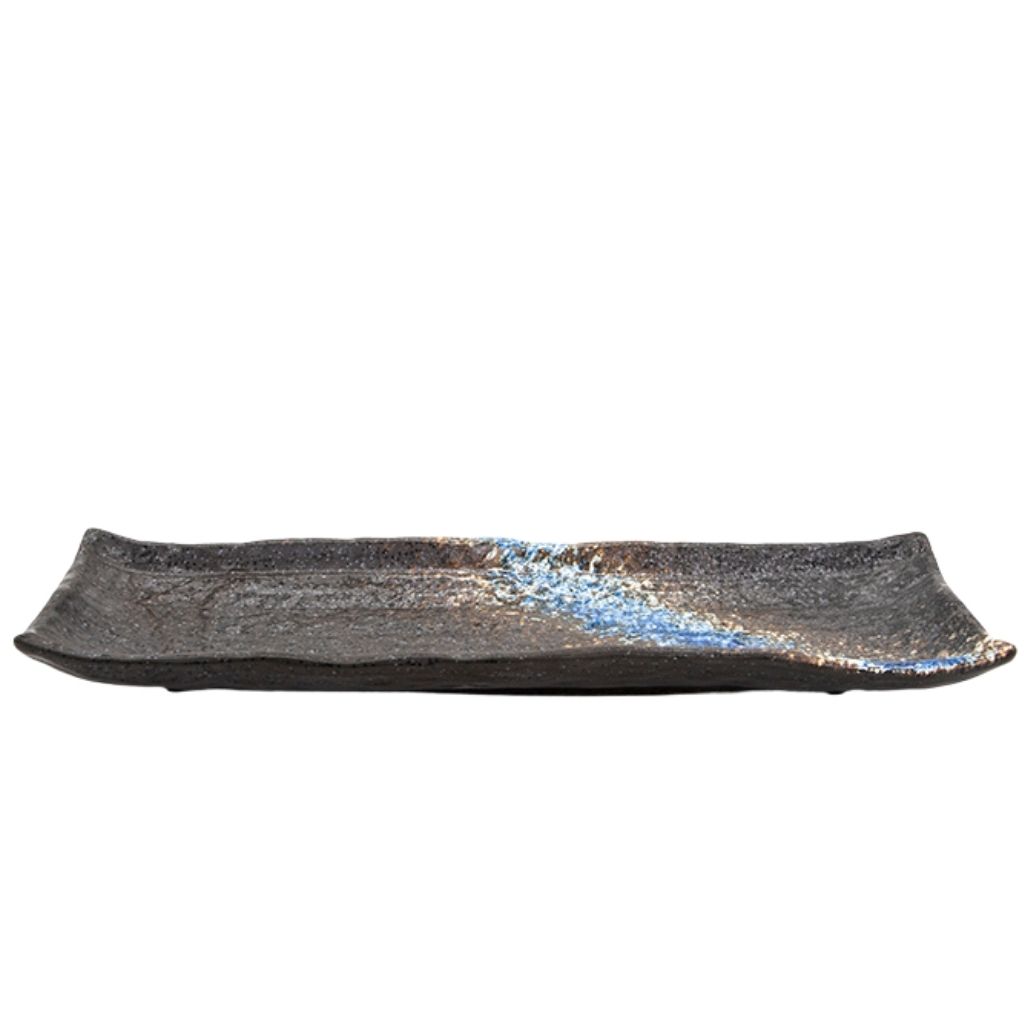 [HY013A] Ryogoku Blue Sushi Plate 11X4in (28.5X10cm)