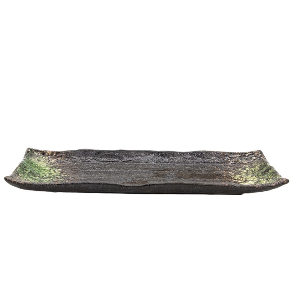 [HY013E] Ryogoku Green Sushi Plate 11X4in (28.5X10cm)