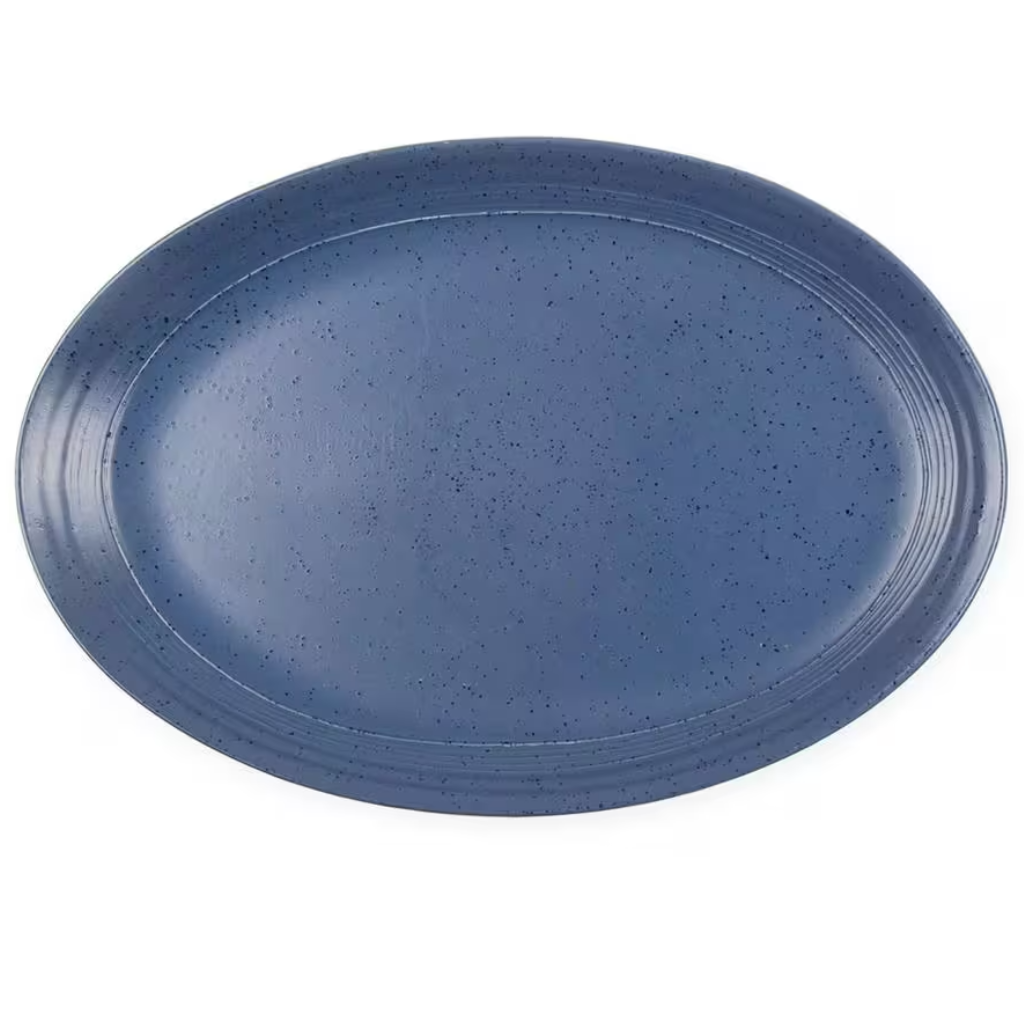 [SZL0019BLUE] Tibet Oval Plate 14.5in (36cm)