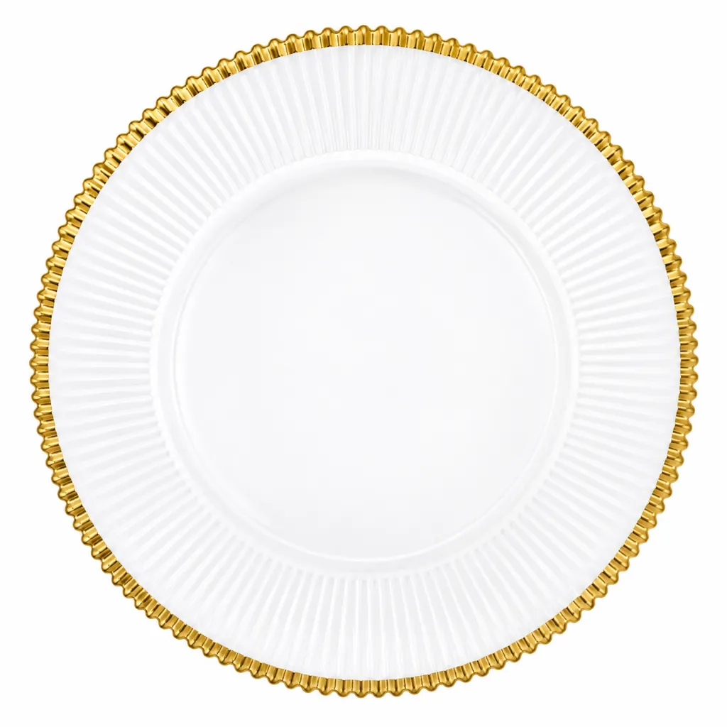 [VT3709D] Venecia Plato Base Transparente Filo Dorado 13in (33cm)
