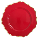 Genova Plato Base Rojo Filo Dorado 13in (33cm)