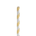 Paper Gold Stripe Straw 8in